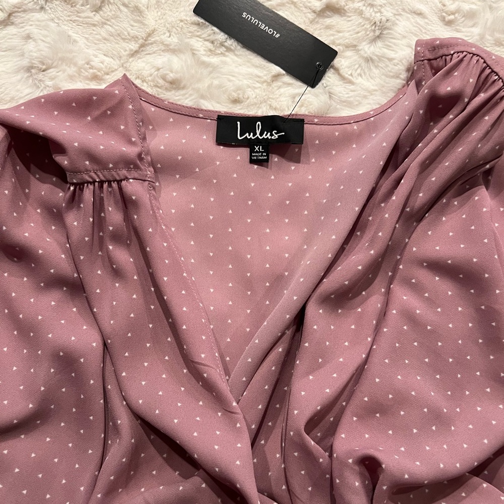 NWT-Farah Mauve Print Midi Wrap Dress- XL Lulus